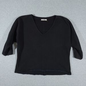Esby Apparel Women's Cotton V Neck 3/4 Sleeve Top Size Small Black Casual
